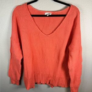 Lucky Brand Women's V-Neck Coral Sweater